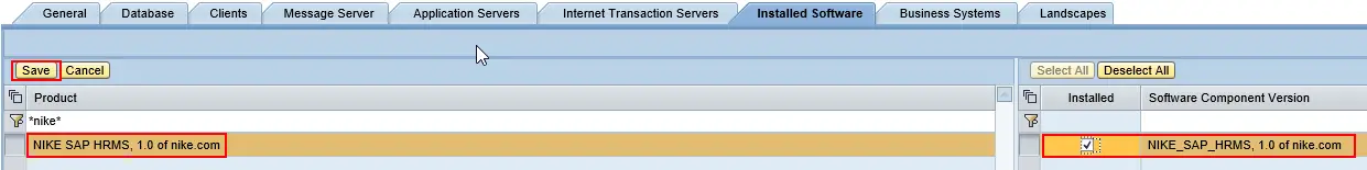 Select Software Component Registered in Step 2