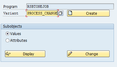 Create a variant for program RSBTONEJOB using se38.