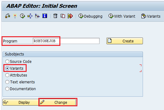 add variant to program through transaction se38.