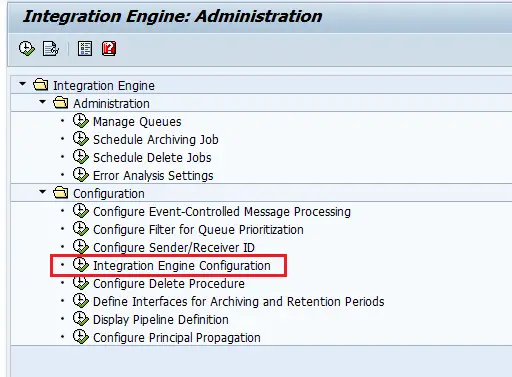 Select Integration Engine Configuration node of SXMB_ADM administrator