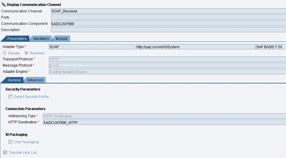 Proxy (SOAP) Receiver Communication Channel.