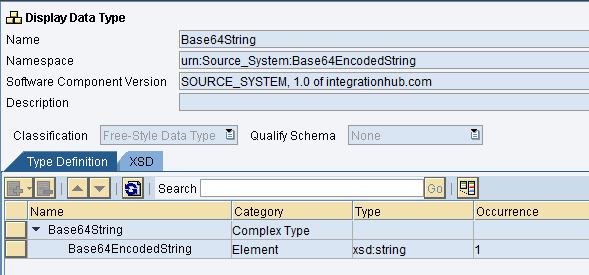 sender data type for base64 input message esr