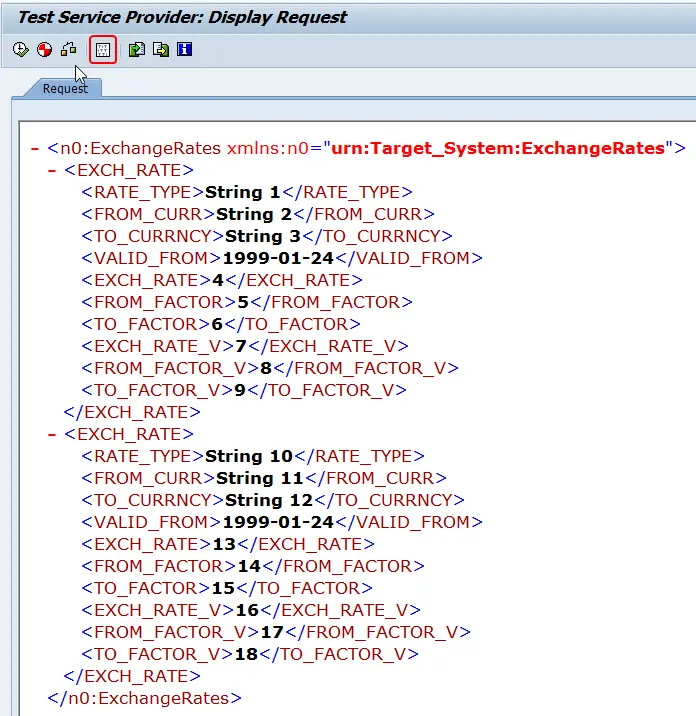 Edit XML input of the ABAP proxy inbound message by clicking the edit XML