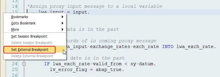 Settings the External Breakpoint in ABAP editor