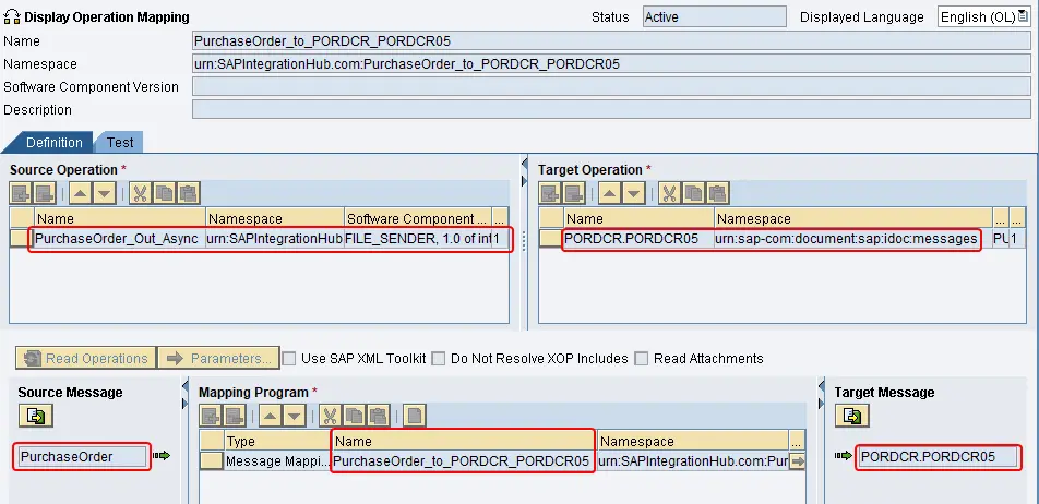 Operation mapping of PurchaseOrder_Out_Async to iDoc created in ESR
