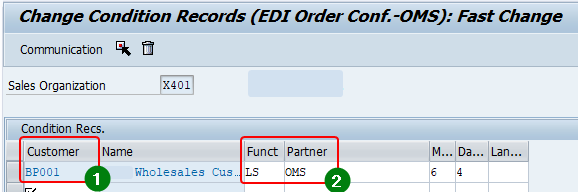 Maintain condition records for output determination under access sequence 0003.