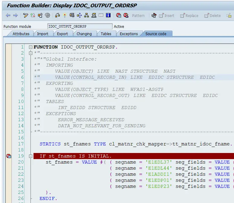 ABAP source code of the iDoc processing FM.