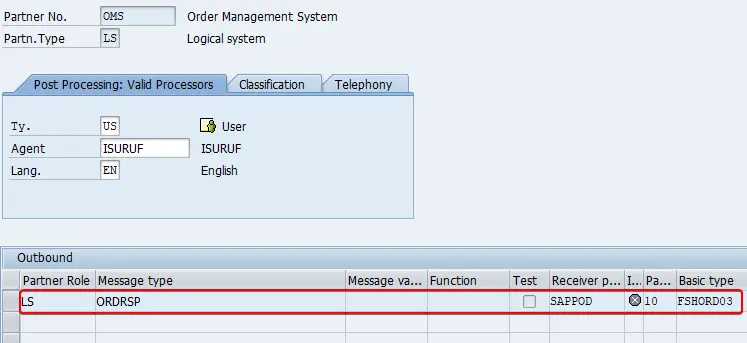 Outbound parameters of iDoc Partner Profile for iDoc collection with message type, reciever partner, pack. size.