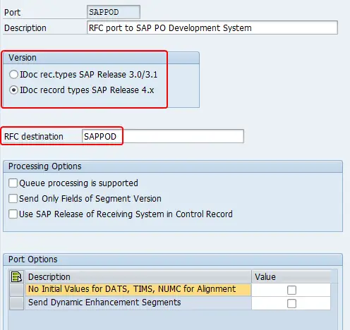 tRFC Port Configuration - RFC Destination assigned in transaction we21