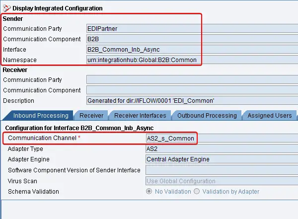 Bulk EDI sender component with sender AS2 communication channel