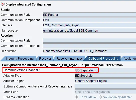 EDI Separator Receiver Communication Channel