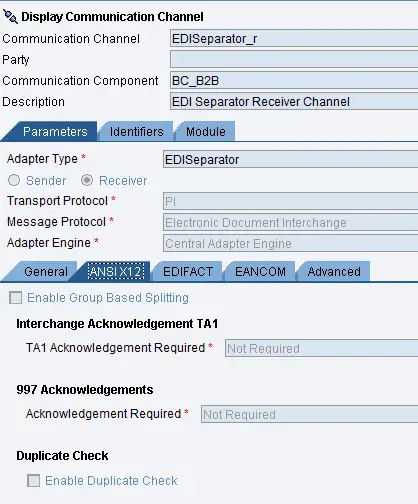 EDI Separator Receiver Adapter ANSI X12 Configuration